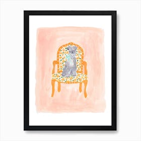 Schnauzer on Chair Art Print