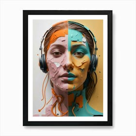 Woman With Headphones 43 Art Print