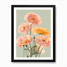 Marigold Flowers Acrylic Painting In Pastel Colours 2 Art Print