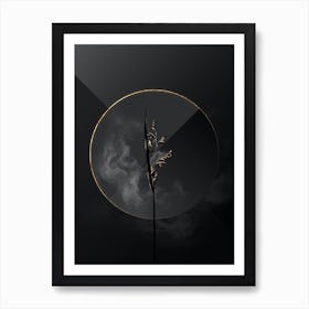 Shadowy Vintage Powdery Alligator Flag Botanical on Black with Gold n.0082 Art Print