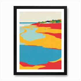 Kennebunk Beach Maine Midcentury Art Print
