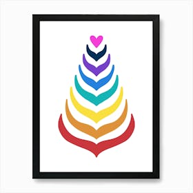 WA240004 - Colorful Heart and Rainbow Tree - Vibrant Love and Pride Art Art Print