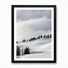 Alpe D'Huez, France Black And White Skiing Poster Art Print