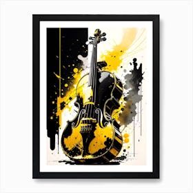 Violin In Black And Yellow Art Print