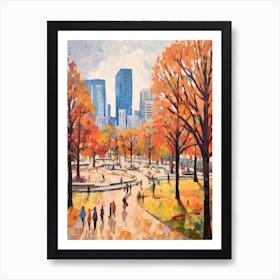 Autumn City Park Painting Millennium Park Chicago Art Print