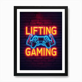 Lifting and Gaming Neon Sign Gaming Poster Canvas Wall Room Decor Affiche