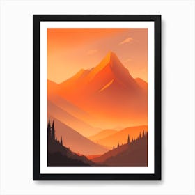 Misty Mountains Vertical Composition In Orange Tone 167 Art Print