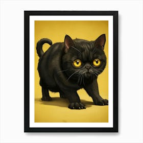 Black Cat With Yellow Eyes 7 Art Print