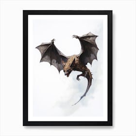 Flying Fox Bat Vintage Illustration 2 Art Print