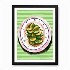 A Plate Of CourgetteTop View Food Illustration 1 Art Print