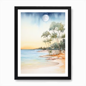 Watercolour Of Shell Beach   Shark Bay Western Australia 1 Art Print