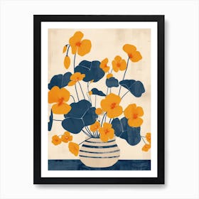 Nasturtium Flowers On A Table   Contemporary Illustration 2 Art Print