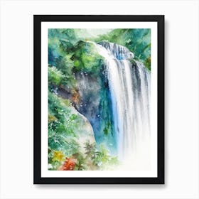 Diamond Falls, Saint Lucia Water Colour  (1) Art Print