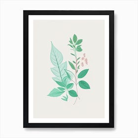 Mint Spices And Herbs Minimal Line Drawing 1 Art Print