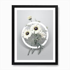 Vintage Chrysanthemum Minimalist Botanical Geometric Circle on Soft Gray n.0453 Art Print