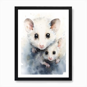 Light Watercolor Painting Of A Baby Possum 1 Art Print