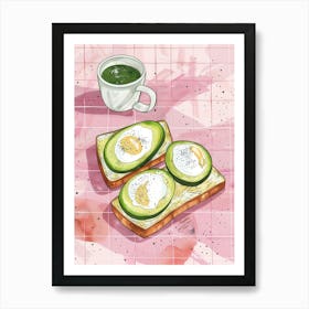 Pink Breakfast Food Poached Eggs 3 Art Print