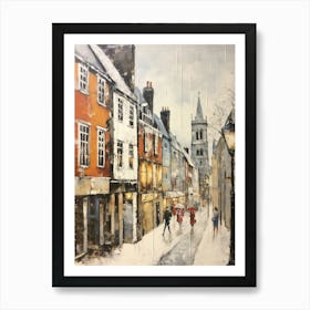 Vintage Winter Painting Durham United Kingdom 2 Art Print