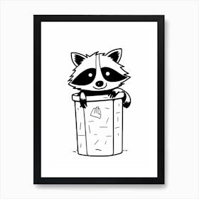 A Minimalist Line Art Piece Of A Honduran Raccoon 4 Art Print