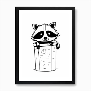 Cute racoon kit, cartoon drawing, Ai Generated Art  Art Board Print for  Sale by AC Chidiac