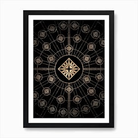 Geometric Glyph Radial Array in Glitter Gold on Black n.0012 Art Print