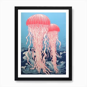 Lions Mane Jellyfish Washed Illustration 2 Art Print