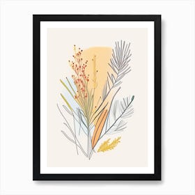 Ephedra Spices And Herbs Minimal Line Drawing 3 Art Print