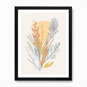 Ephedra Spices And Herbs Minimal Line Drawing 3 Poster