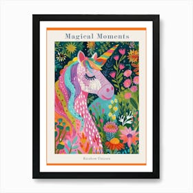 Colourful Unicorn Folky Floral Fauvism Inspired 1 Poster Art Print