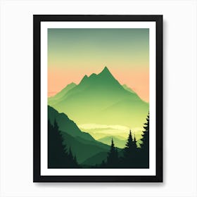 Misty Mountains Vertical Composition In Green Tone 25 Art Print