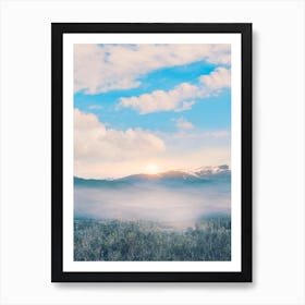 Sunrise With Blue Sky Art Print