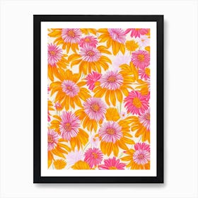 Yellow Coneflower Floral Print Warm Tones 1 Flower Art Print