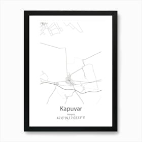 Kapuvar,Hungary Minimalist Map Art Print