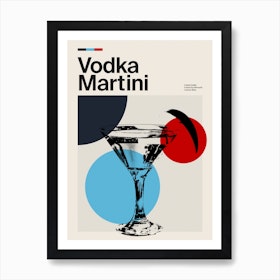 Mid Century Vodka Martini Cocktail Art Print