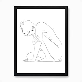 Crouching Woman Line Art Art Print