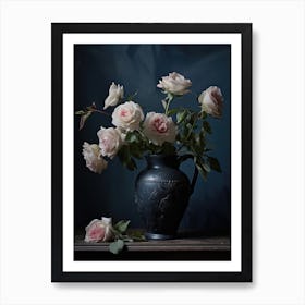 Dark Vintage Flower Oil Painting Art Print