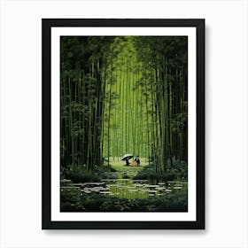Bamboo Forest Japanese Illustration 2 Art Print