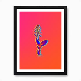 Neon Brown Widelip Orchid Botanical in Hot Pink and Electric Blue n.0386 Art Print