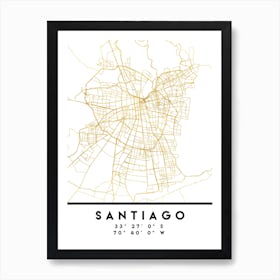 Santiago de Chile City Street Map Art Print