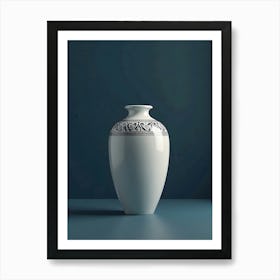 A Classic Vase Plain Ethnic Accents Dark Blue Background Realistic Vertical 1 Hk3l Oogl Art Print