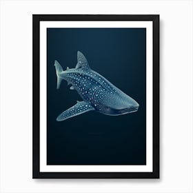  Whale Shark Drawing On A Dark Blue Background 1 Art Print