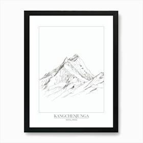 Kangchenjunga Nepal India Line Drawing 5 Poster Art Print