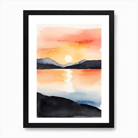 Minimalist Sunset Watercolor Painting (4) Art Print