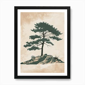 Cedar Tree Minimal Japandi Illustration 1 Art Print