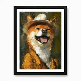 Oil Painting Smiling Shiba Inu 19 Art Print