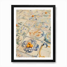 Oranges On Tile 1 Art Print