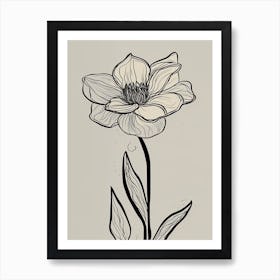 Daffodils Line Art Flowers Illustration Neutral 15 Art Print