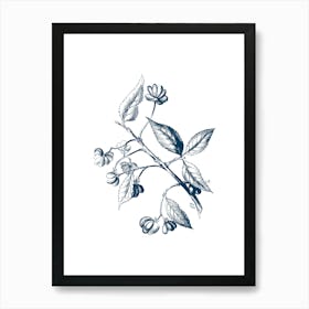 Blue Flower Print 3 Poster