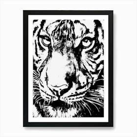 Tiger in Black and White Art Print