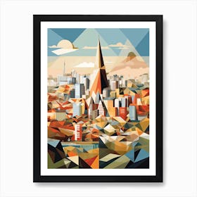 Frankfurt, Germany, Geometric Illustration 1 Art Print